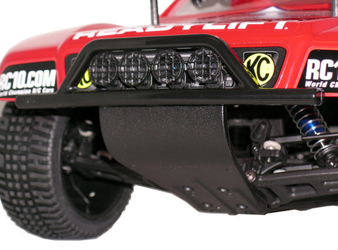Assoc. SC10 2wd Front Bumper, Chassis Brace & Skid Plate Black