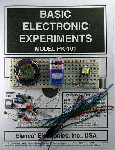 Basic Electronics Experiments Kit w/Breadboard and Parts