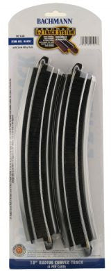 18" Radius Curved Steel Alloy E-Z Track With Black Roadbed